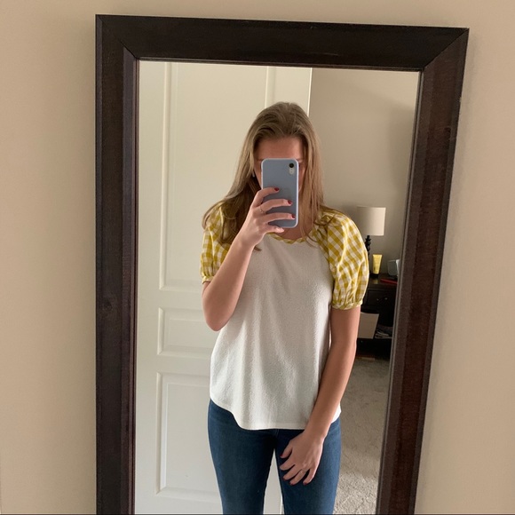 Sunday in Brooklyn Gingham Puff Sleeve Top - Picture 1 of 4